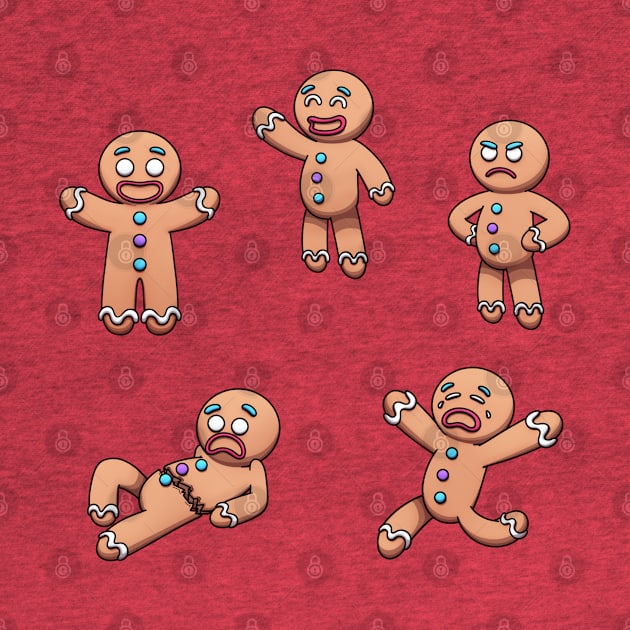 Gingerbread Man Cartoon Sticker Pack by TheMaskedTooner